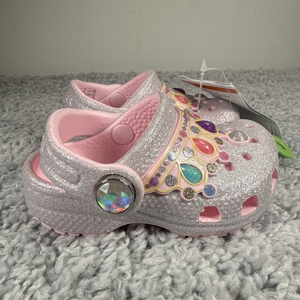 Crocs Classic Princess Clog Toddler Girls Size C4 Pink Glitter 212516-7AJ